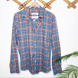 Frank & Eileen Barry Plaid Blue/Orange Button Down